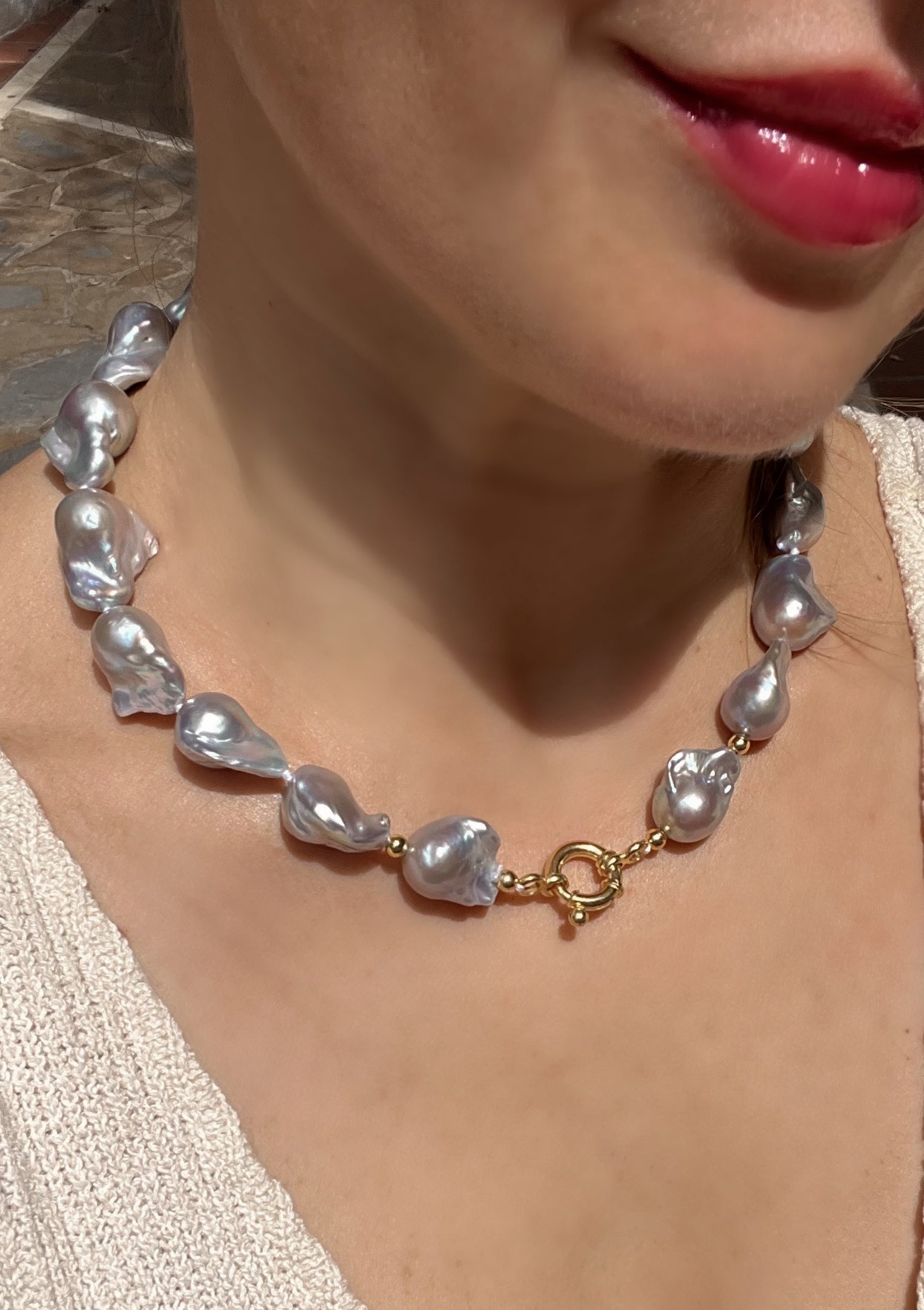Grey Baroque Pearl Necklace
