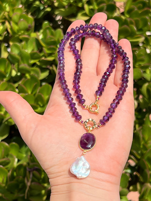 Amethyst Rondelle Beaded Necklace