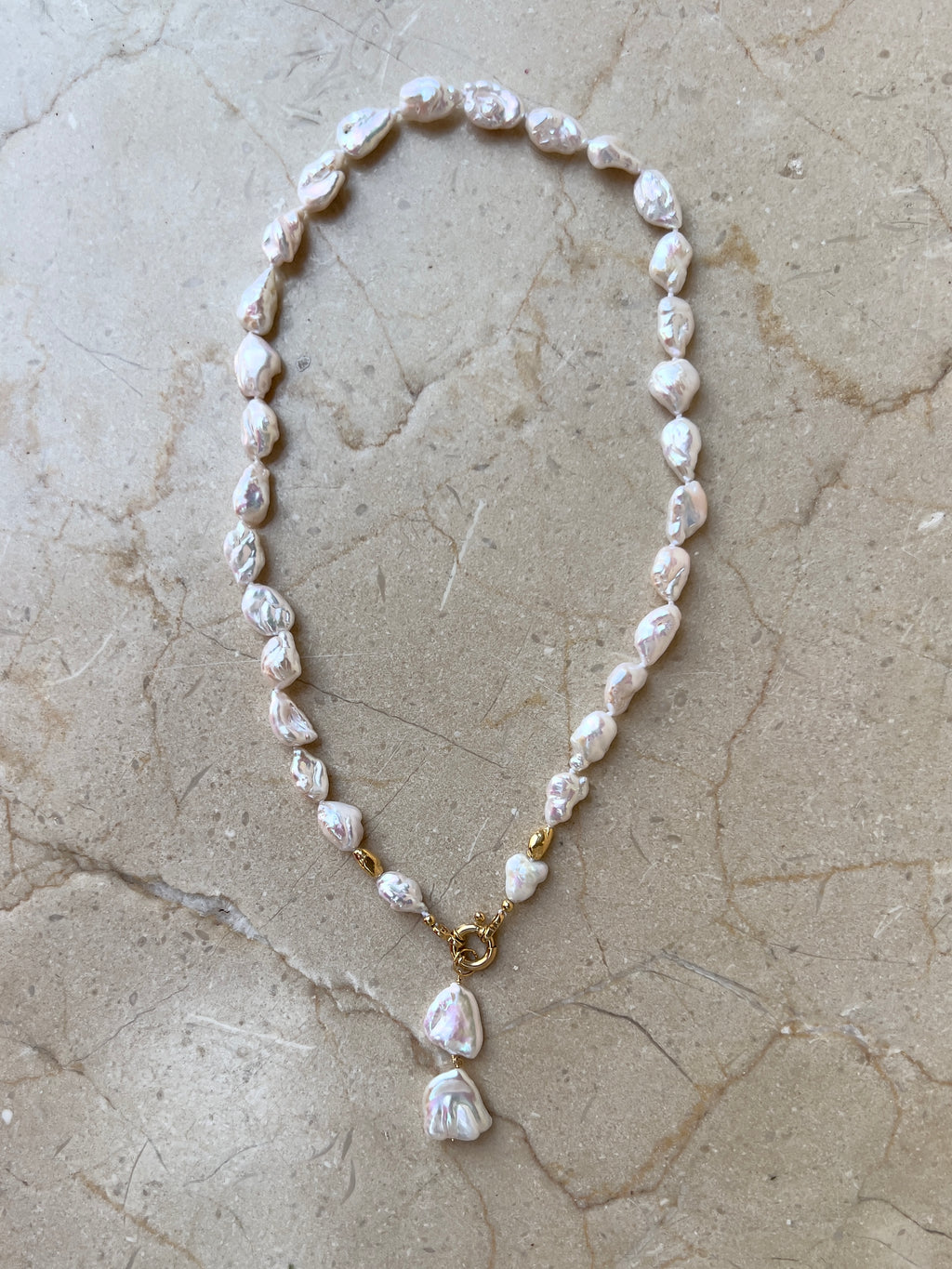 Keshi Pearls Lariat Necklace