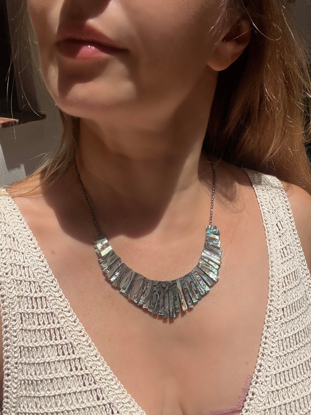 Abalone Shell Statement Necklace Dama De Noche