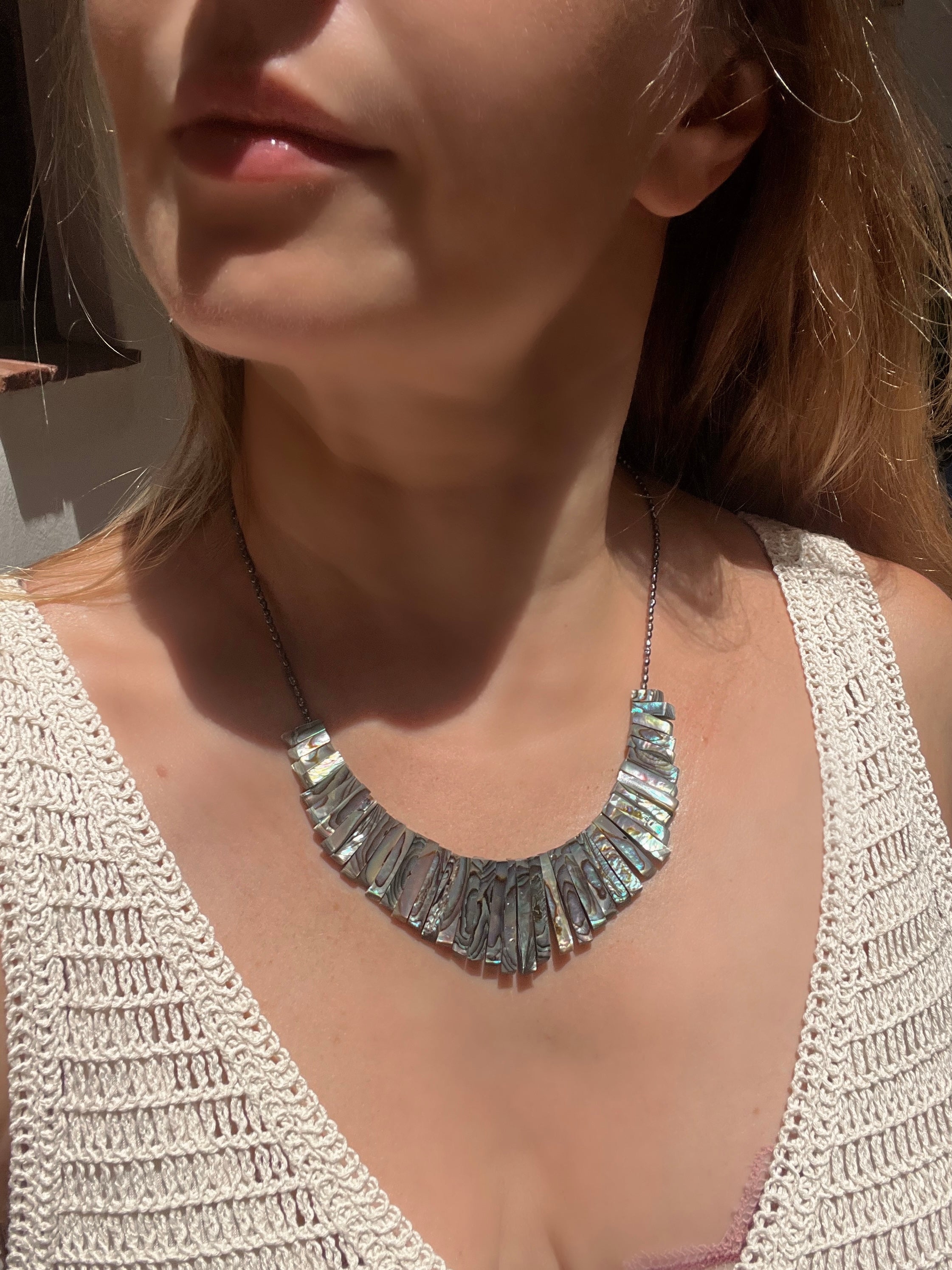Abalone Shell Statement Necklace Dama De Noche