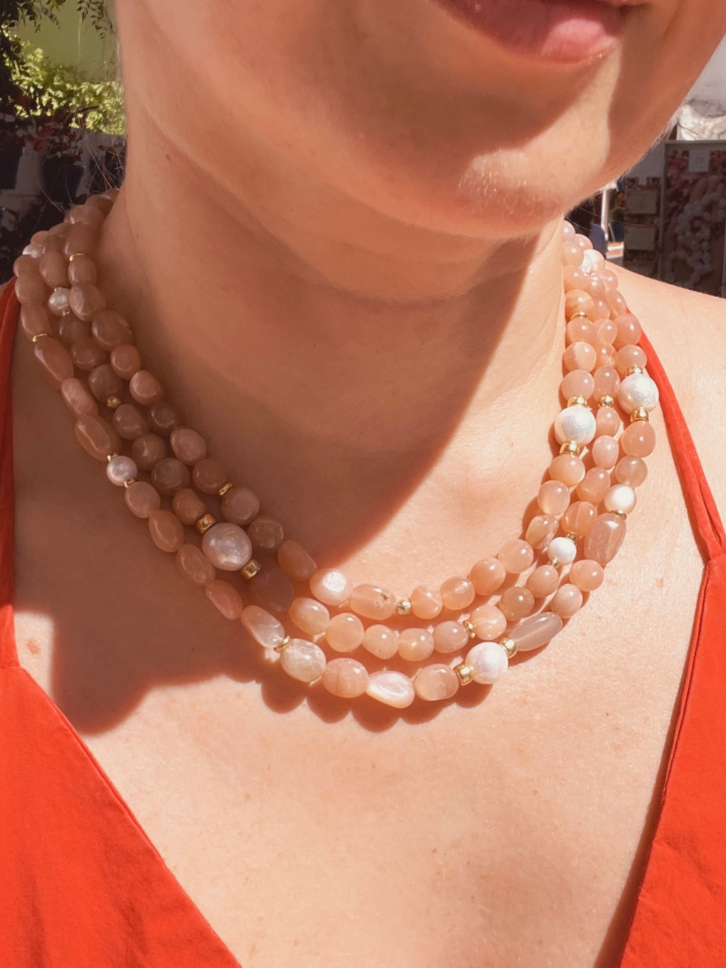 Baroque Peach Moonstone Necklace