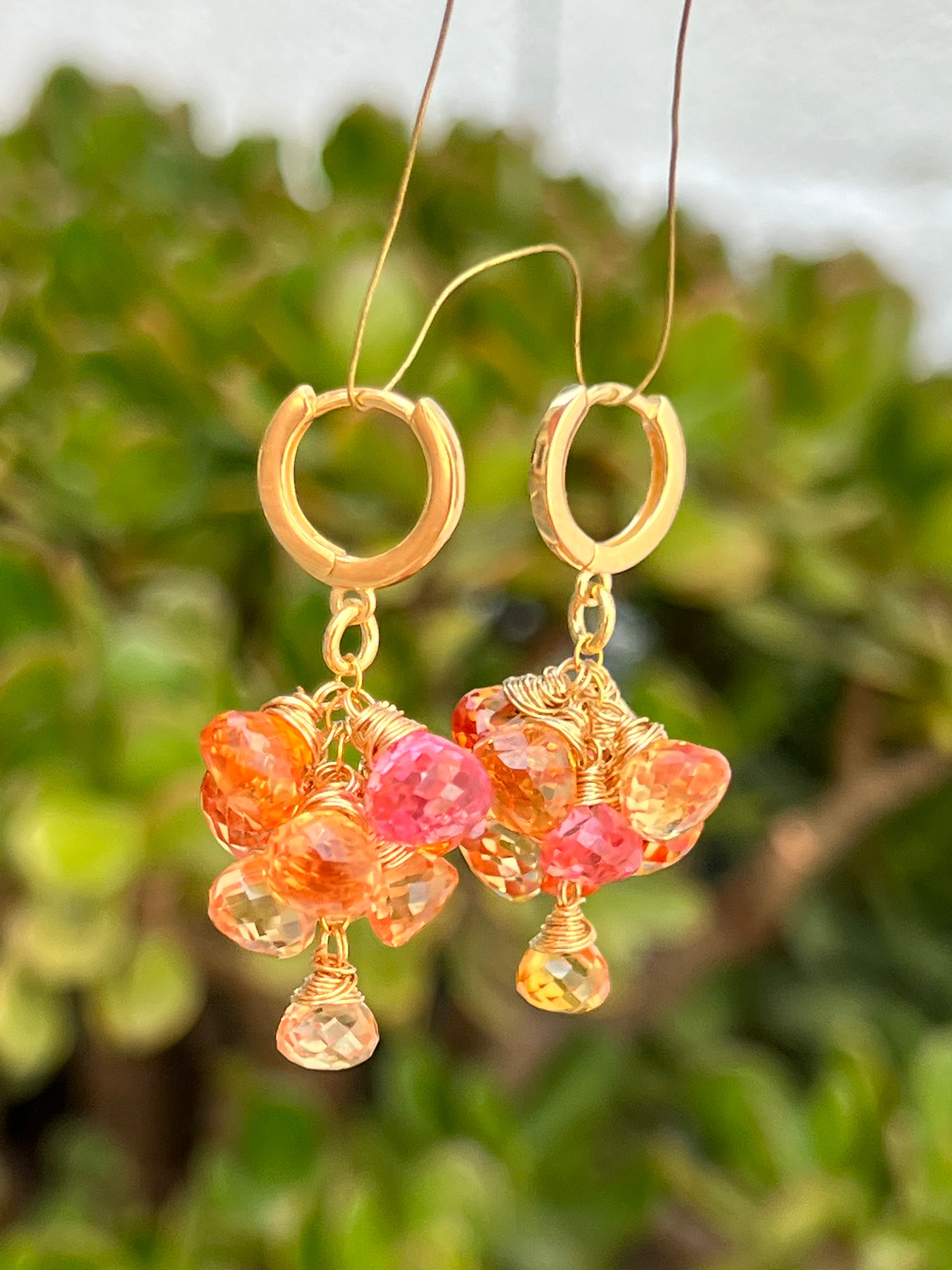 Padparadscha Sapphire Dangle Earrings