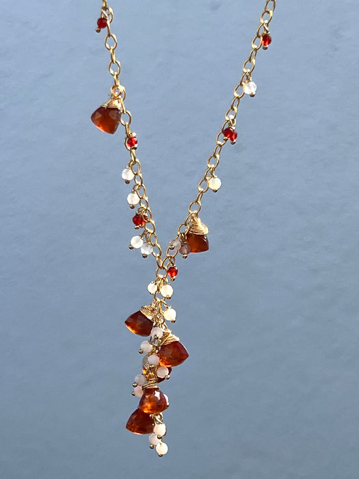 Hessonite Garnet And Lace Agate Gemstone Necklace