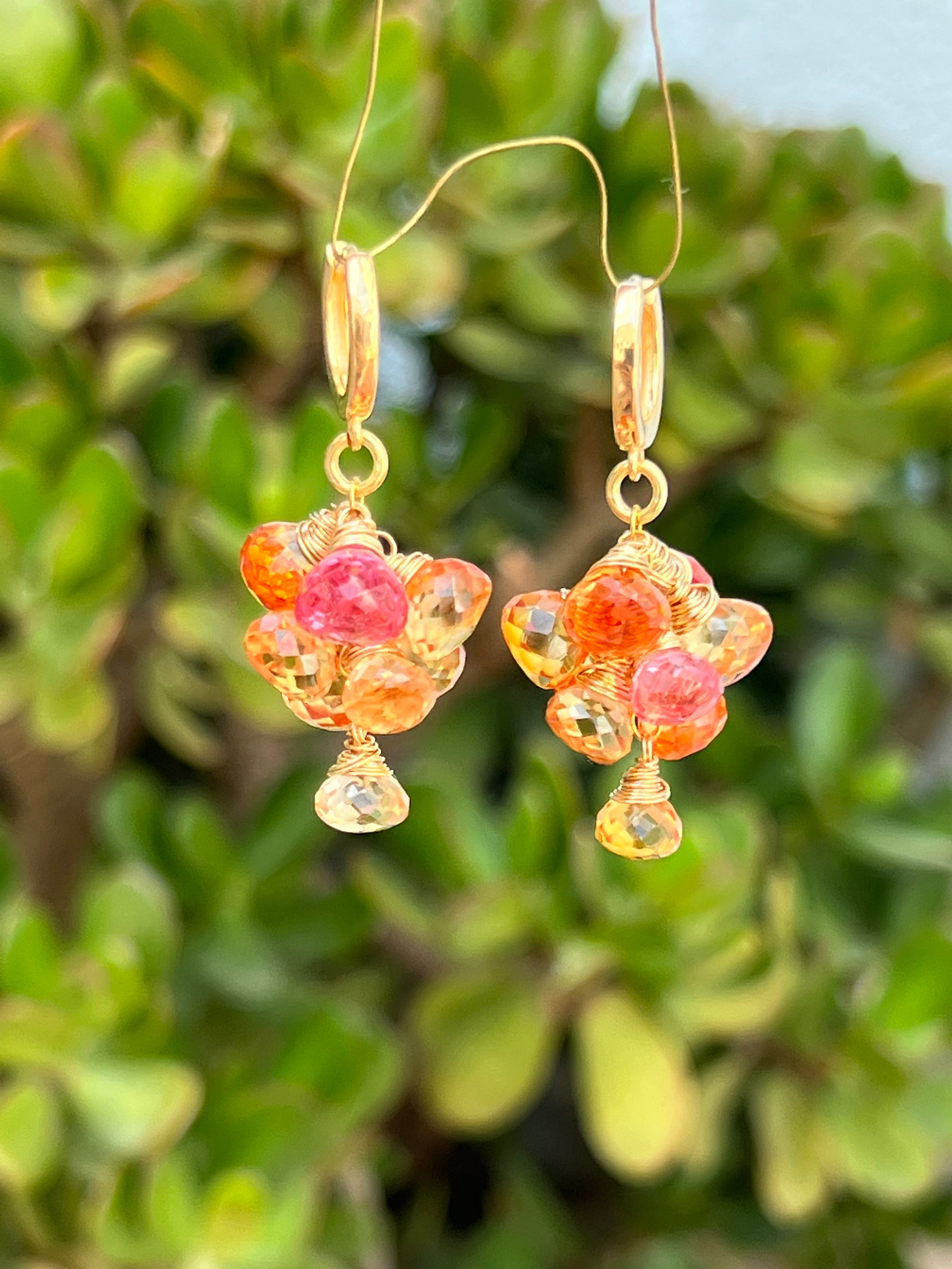Padparadscha Sapphire Dangle Earrings