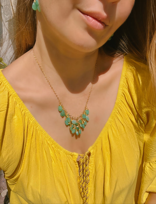 Chrysoprase Necklace And Earrings Set