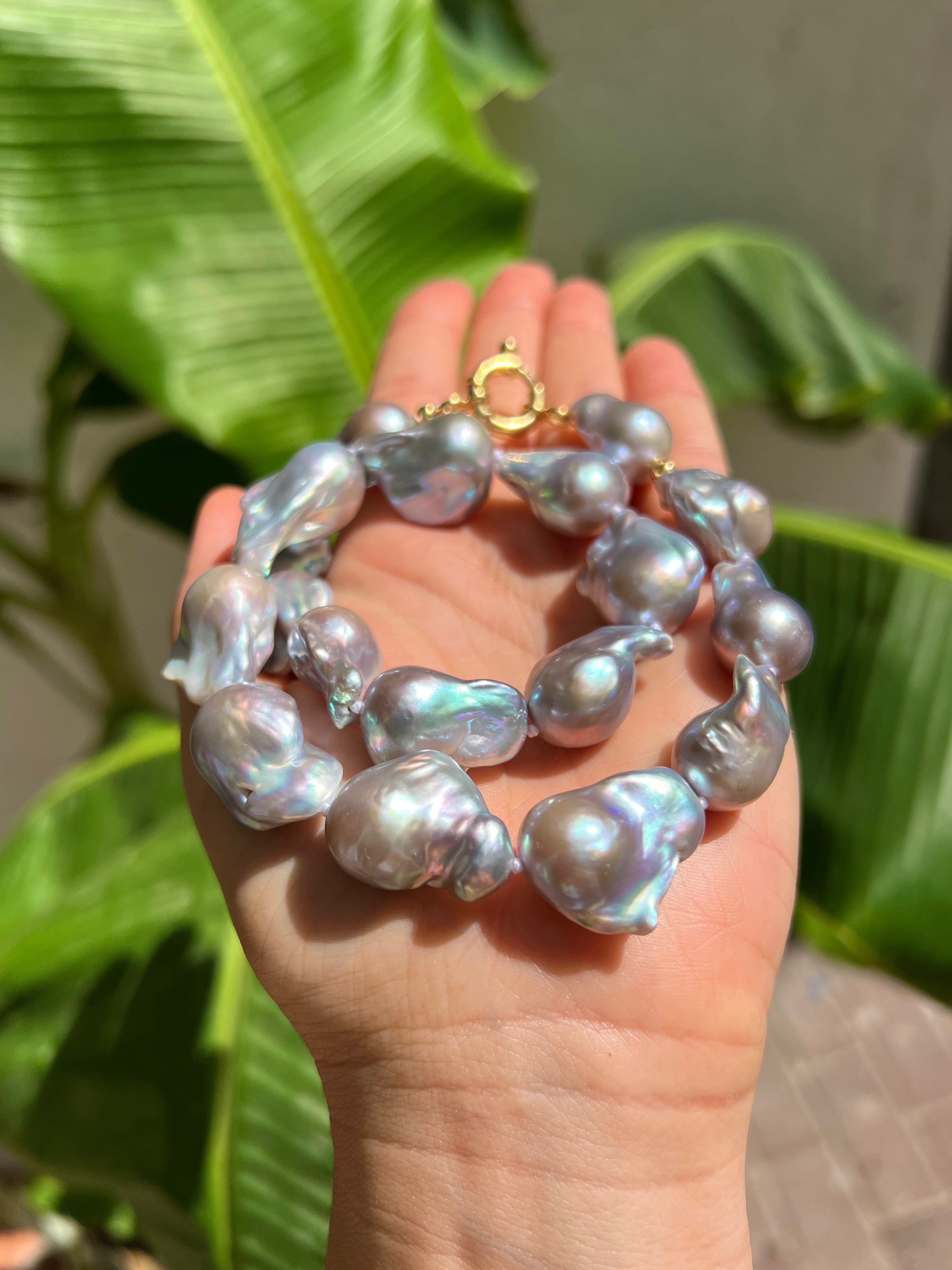 Grey Baroque Pearl Necklace