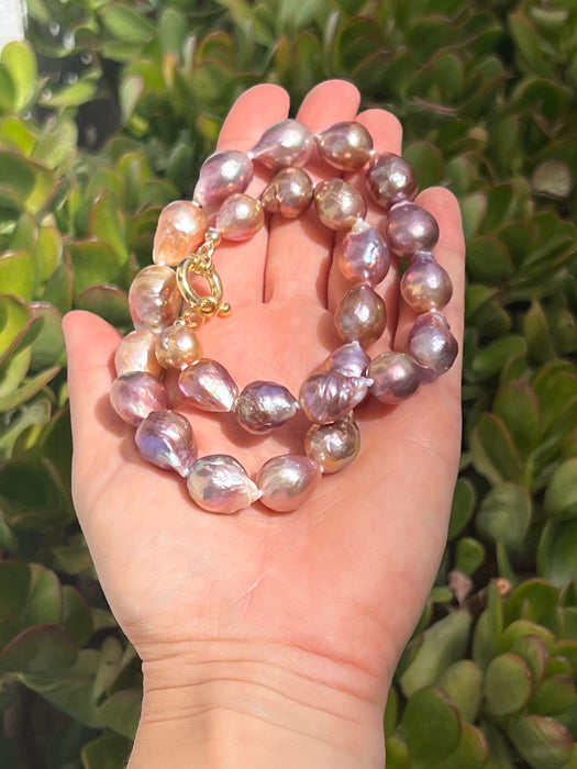 Wrinkled Baroque Pearl Necklace in Earthy Tones