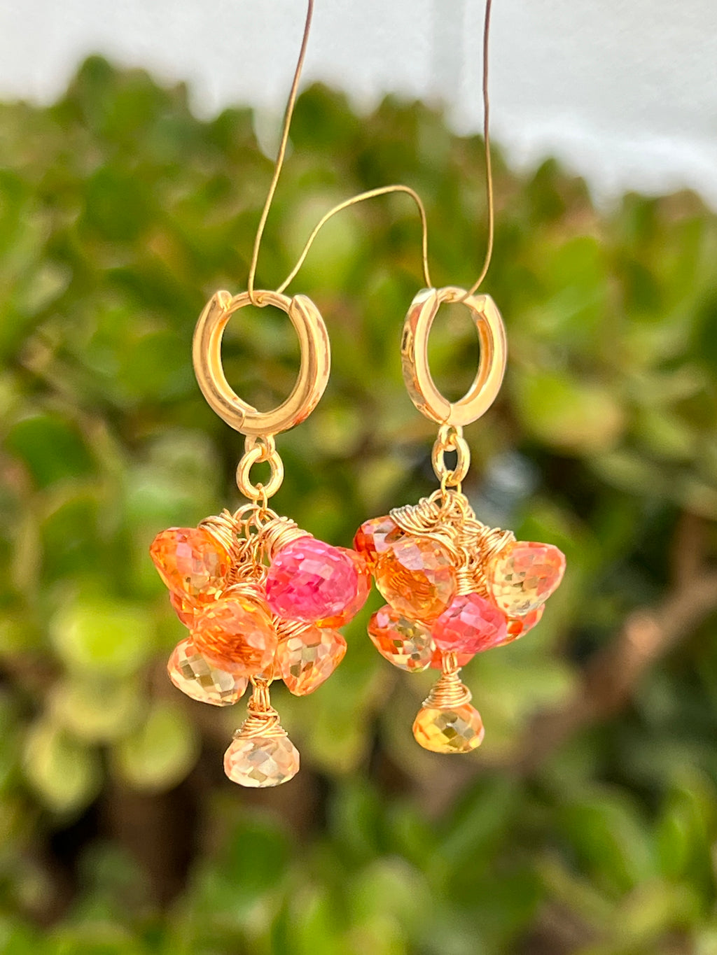 Padparadscha Sapphire Dangle Earrings
