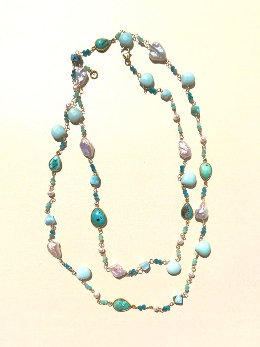 Long Multi Gemstone Necklace Dominicana