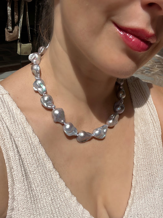 Grey Baroque Pearl Necklace