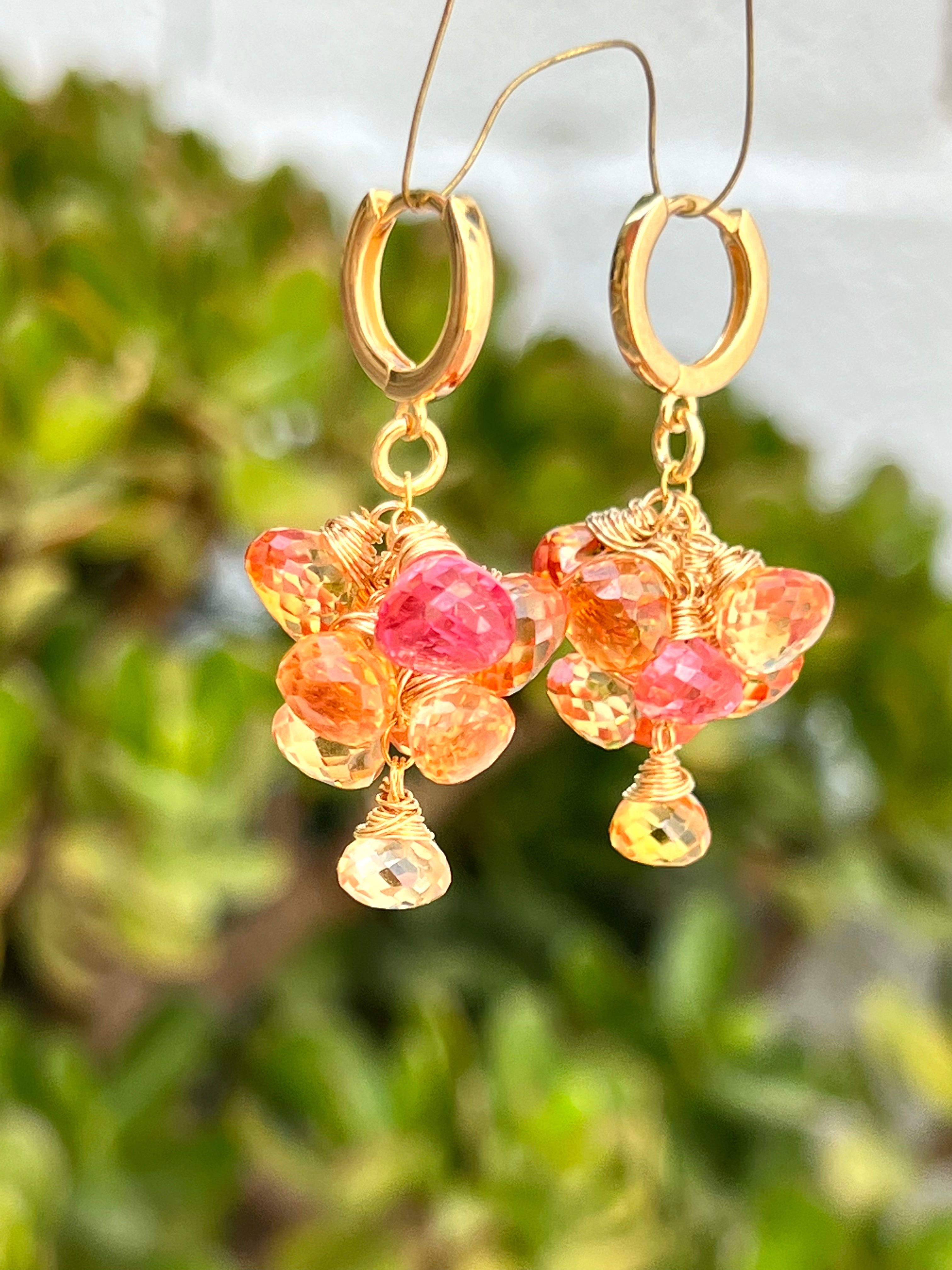 Padparadscha Sapphire Dangle Earrings