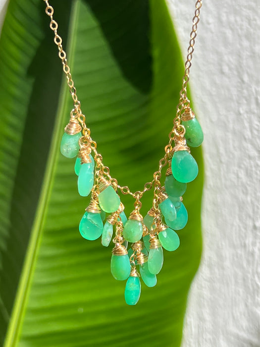 Chrysoprase Necklace And Earrings Set