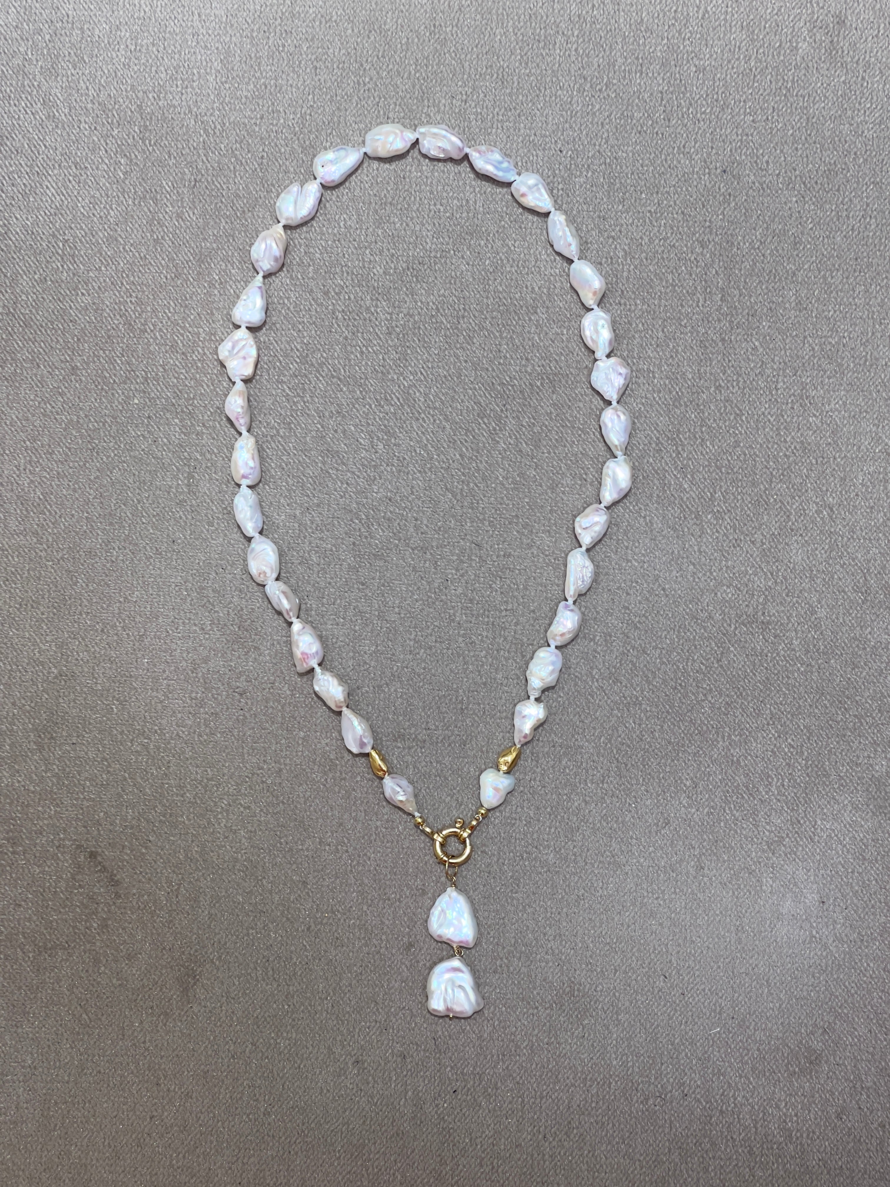 Keshi Pearls Lariat Necklace