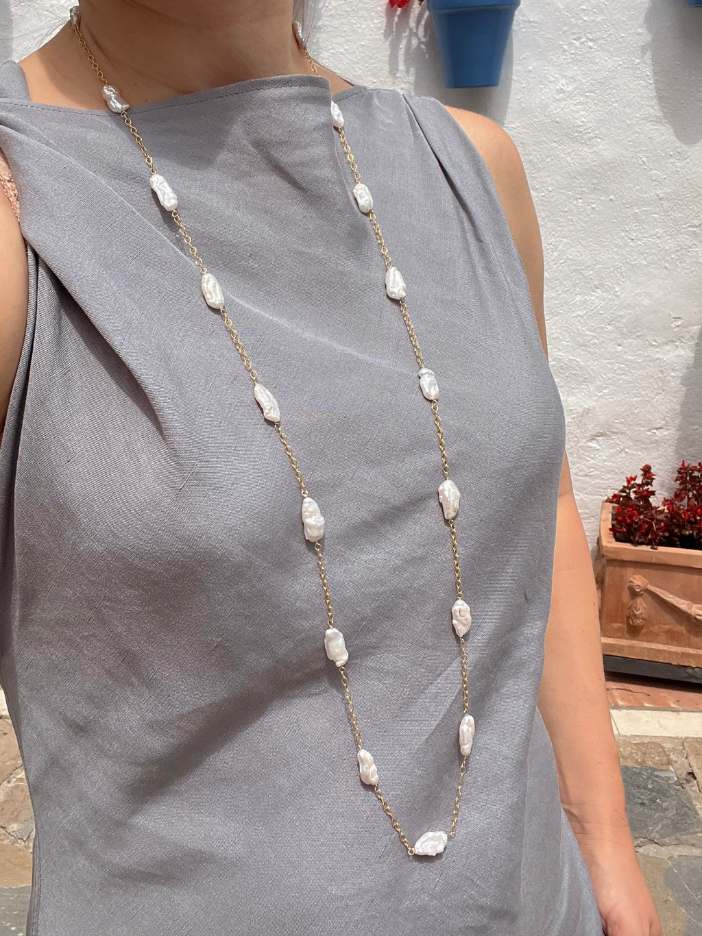 Long Keshi Pearl Chain