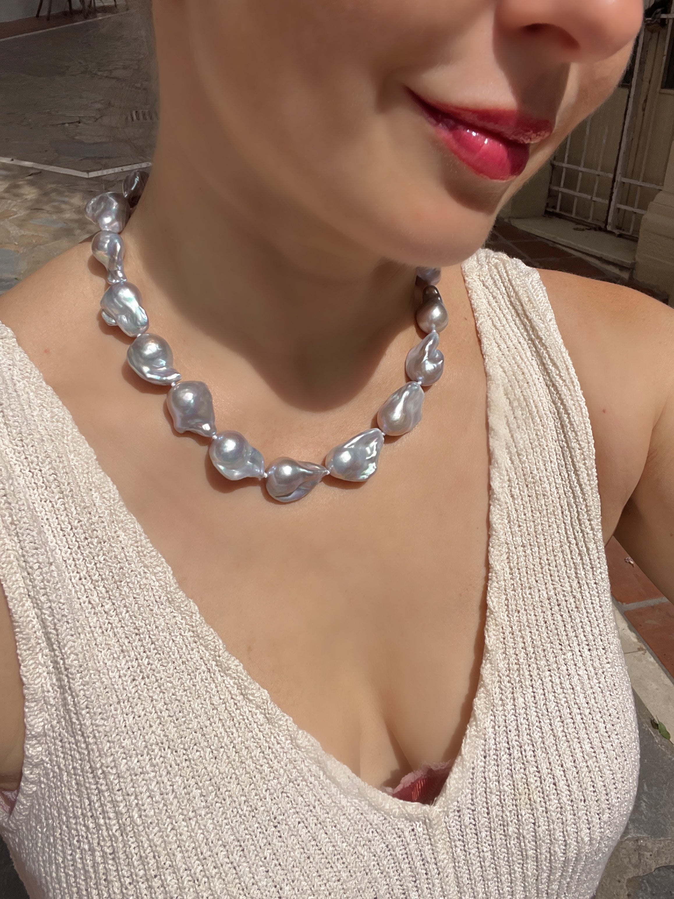 Grey Baroque Pearl Necklace