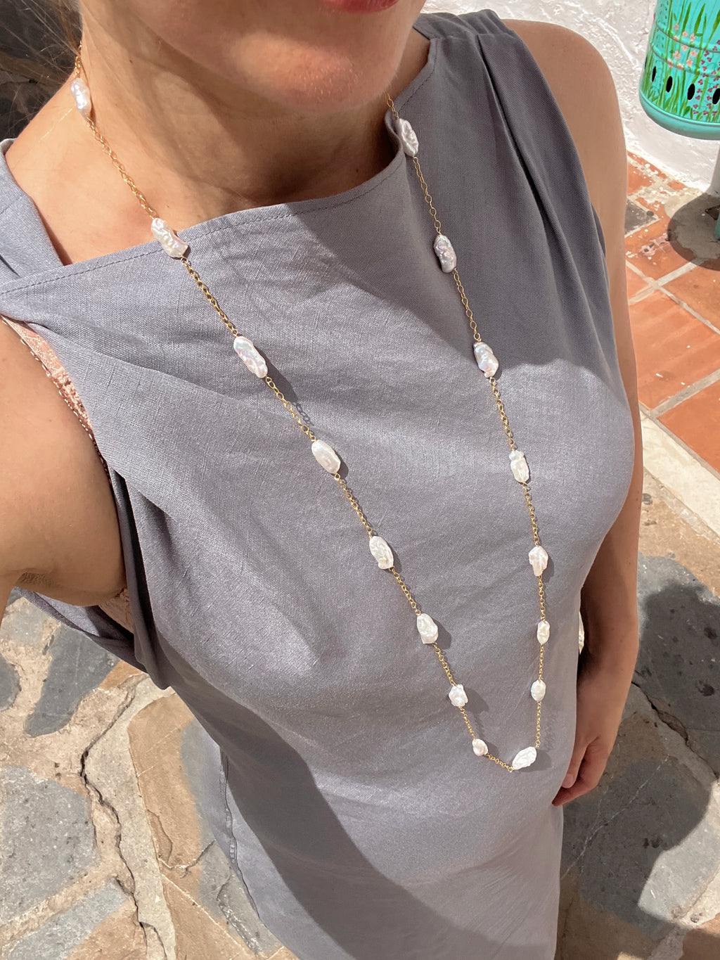 Long Keshi Pearl Chain