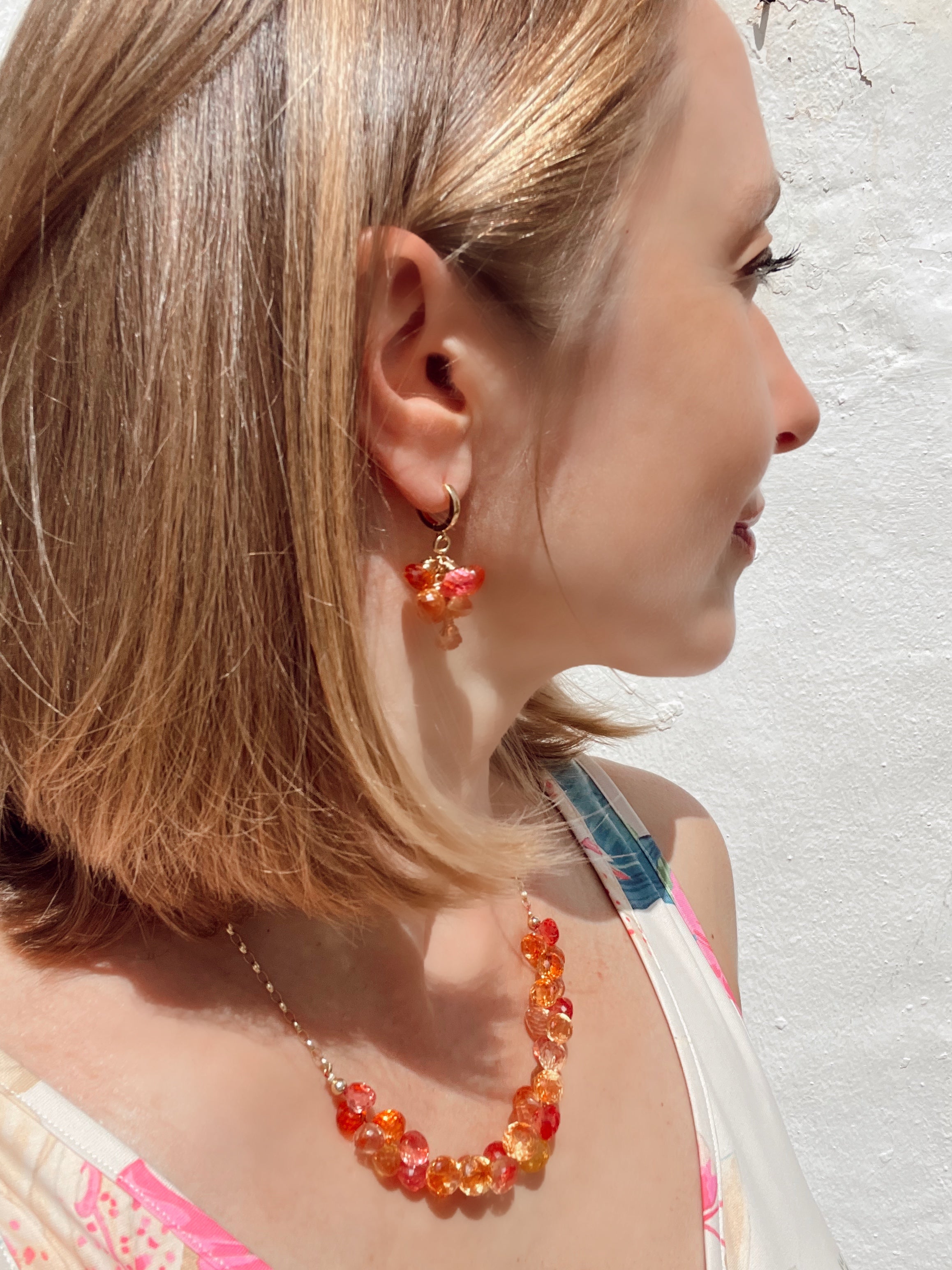 Padparadscha Sapphire Dangle Earrings
