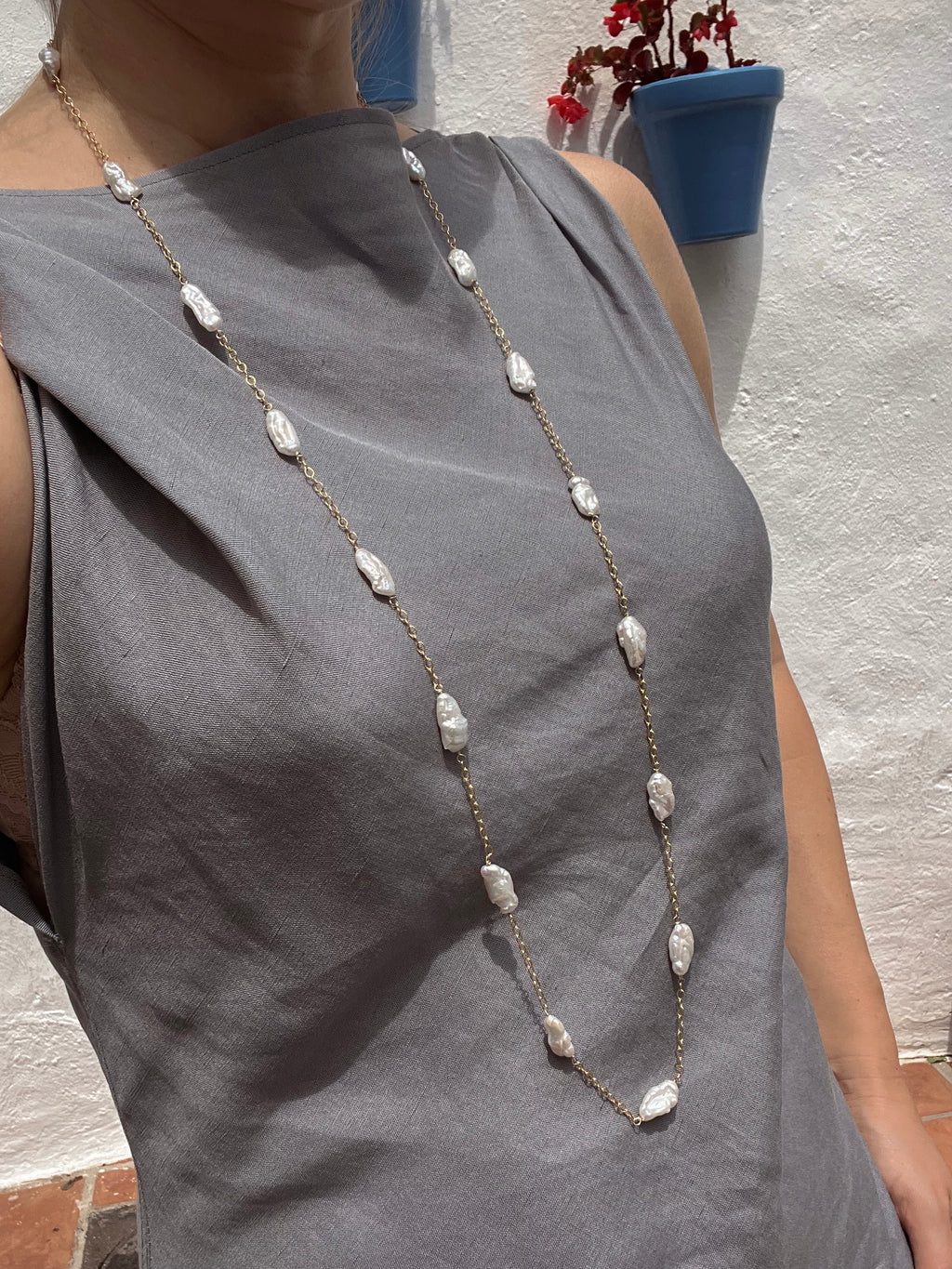Long Keshi Pearl Chain