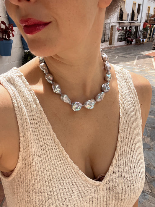 Grey Baroque Pearl Necklace