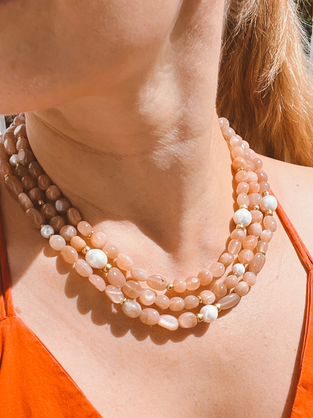 Baroque Peach Moonstone Necklace