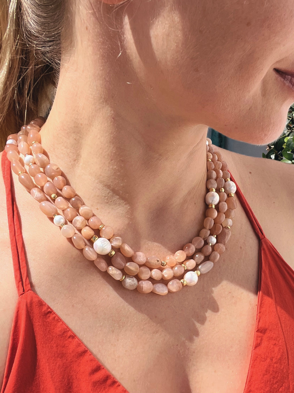 Baroque Peach Moonstone Necklace
