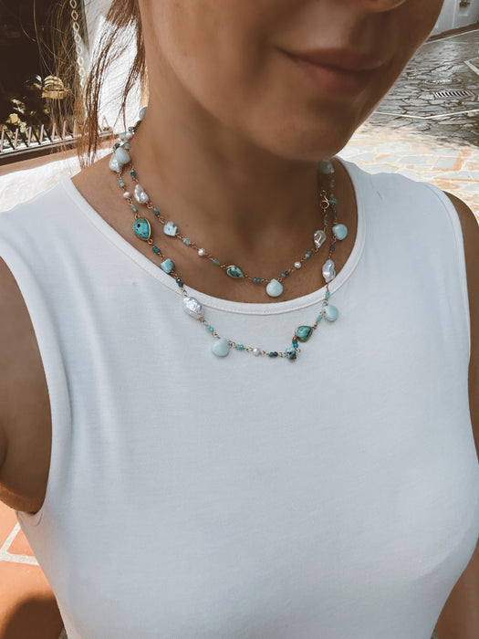 Long Multi Gemstone Necklace Dominicana
