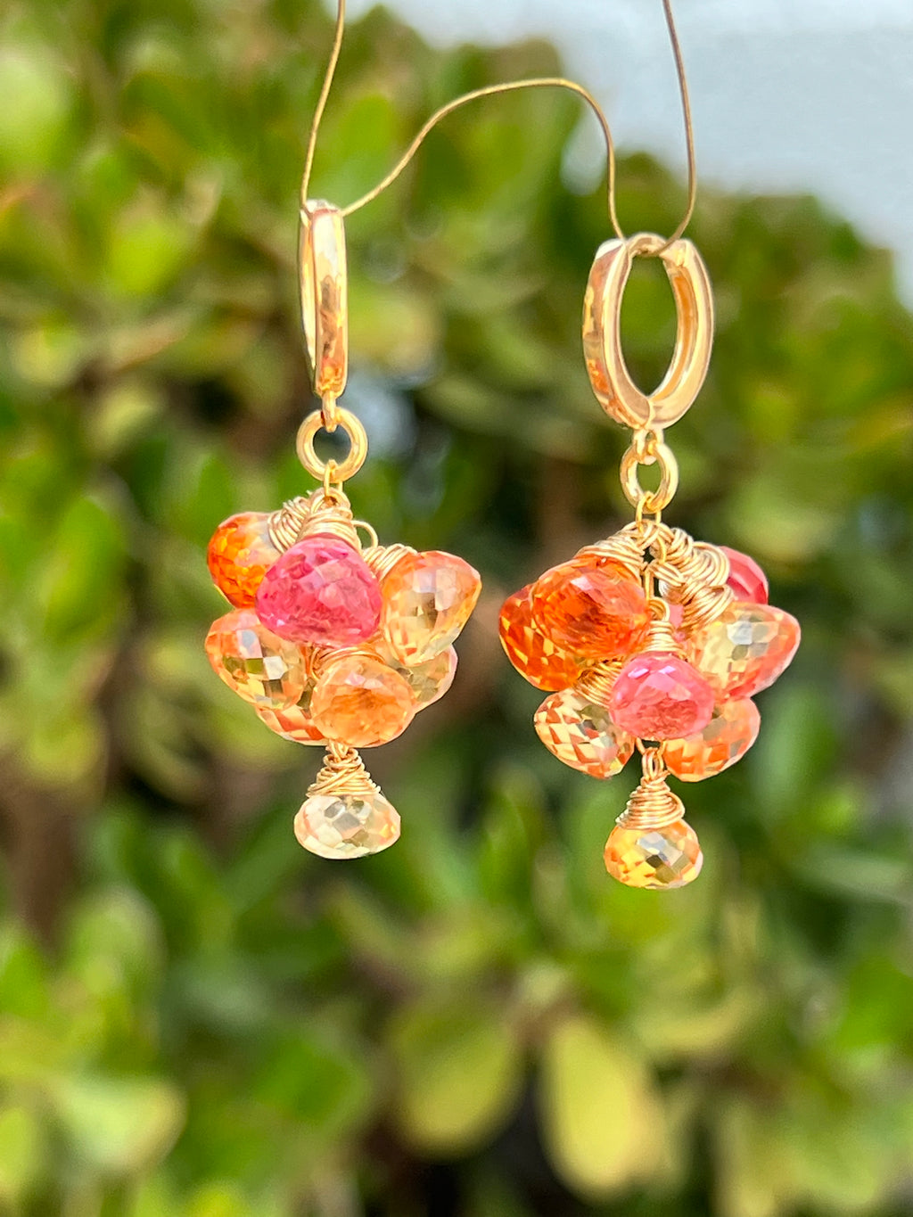 Padparadscha Sapphire Dangle Earrings