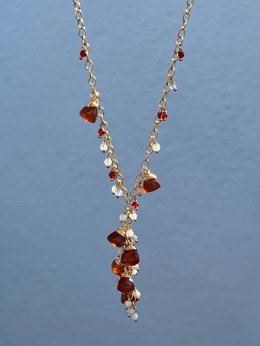 Hessonite Garnet And Lace Agate Gemstone Necklace