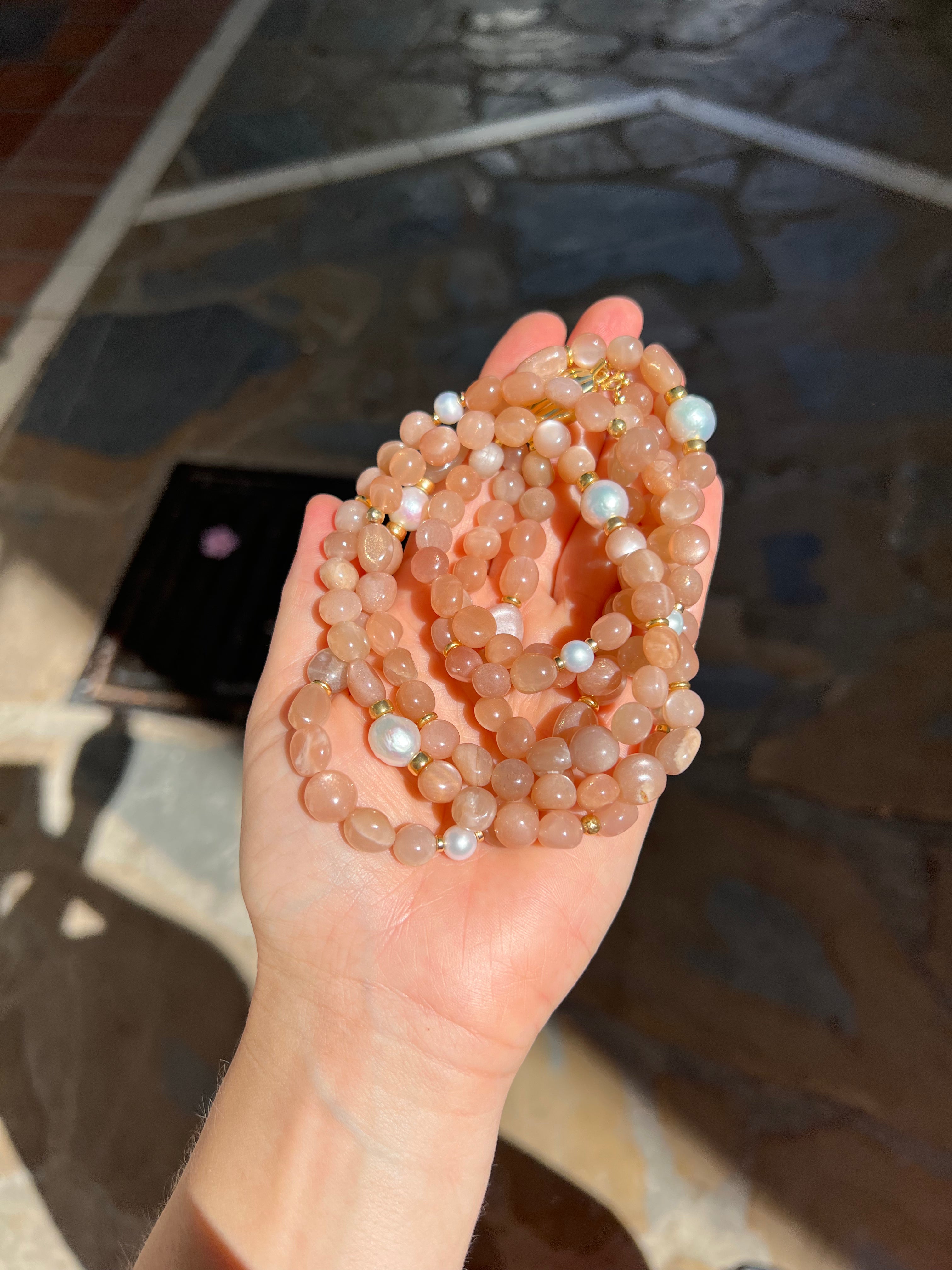 Baroque Peach Moonstone Necklace