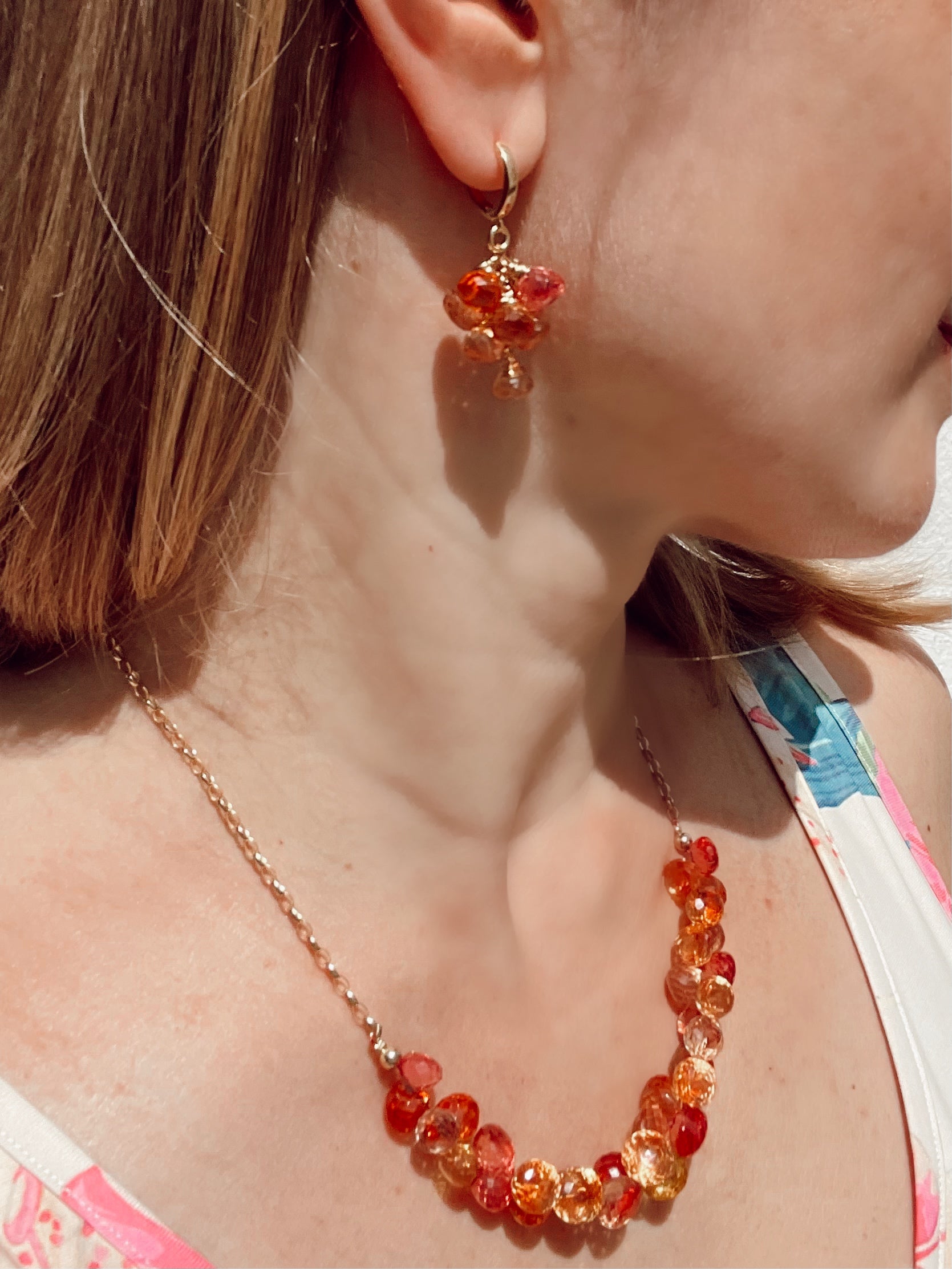 Padparadscha Sapphire Dangle Earrings
