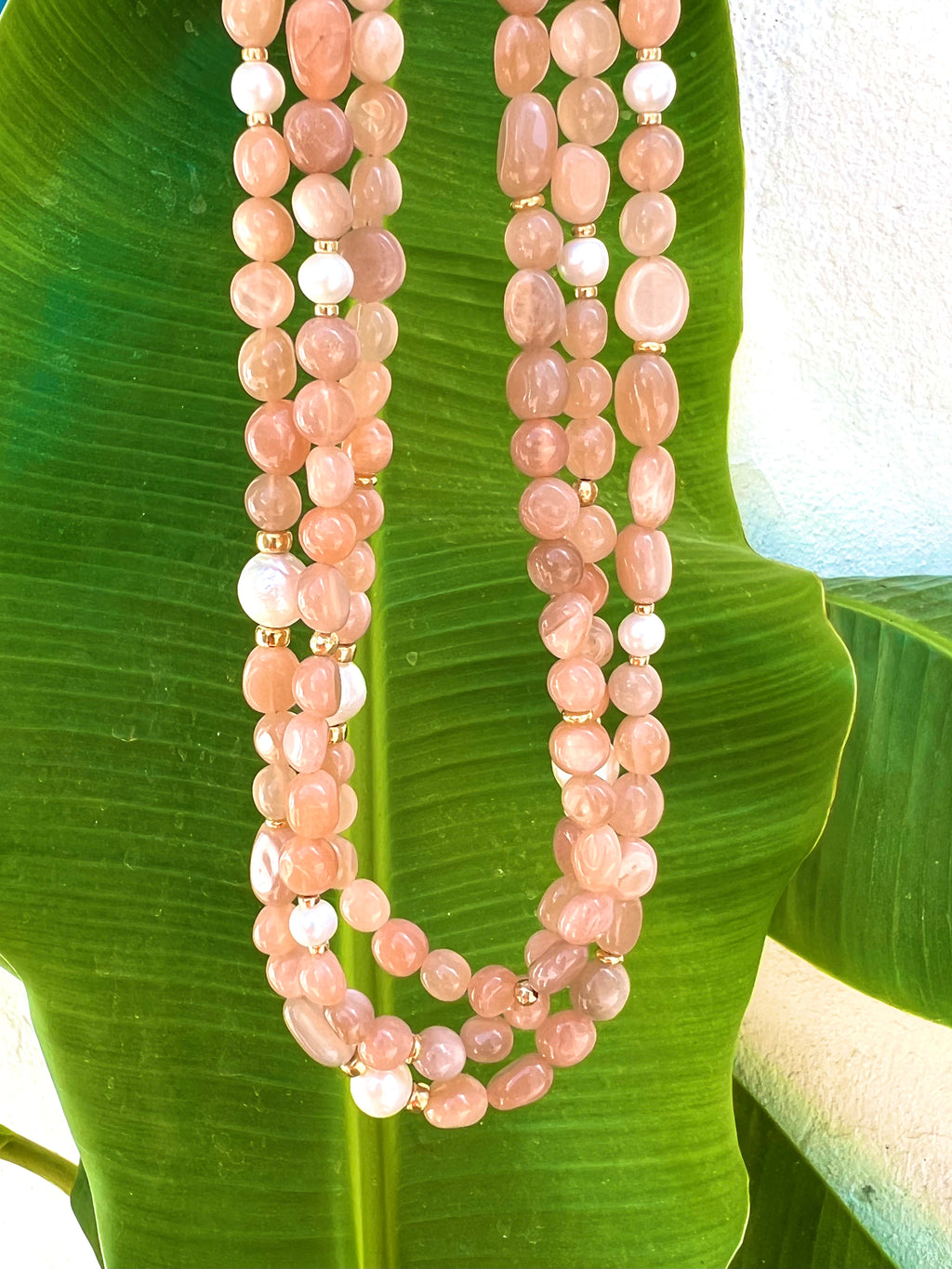 Baroque Peach Moonstone Necklace