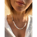 Morganite and aquamarine beaded necklace with toggle closure