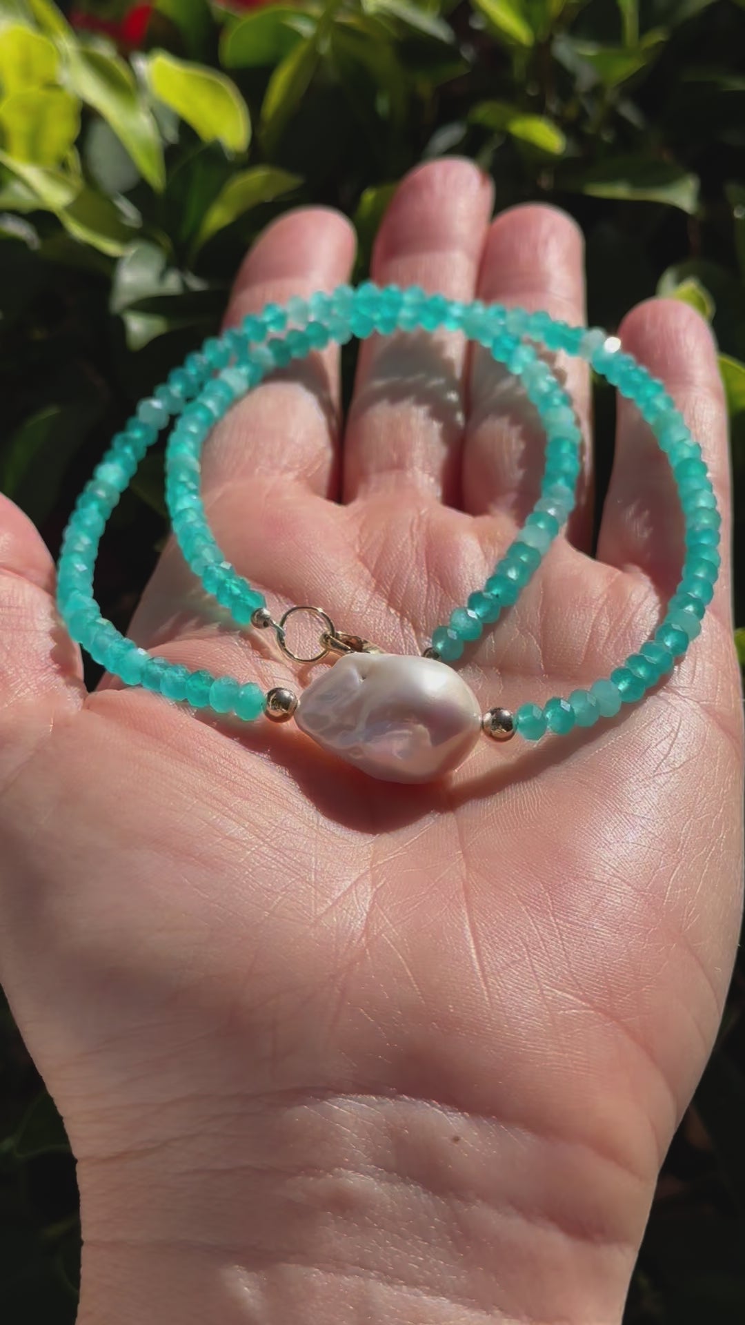 Amazonite From Peru And Baroque Pearl Necklace