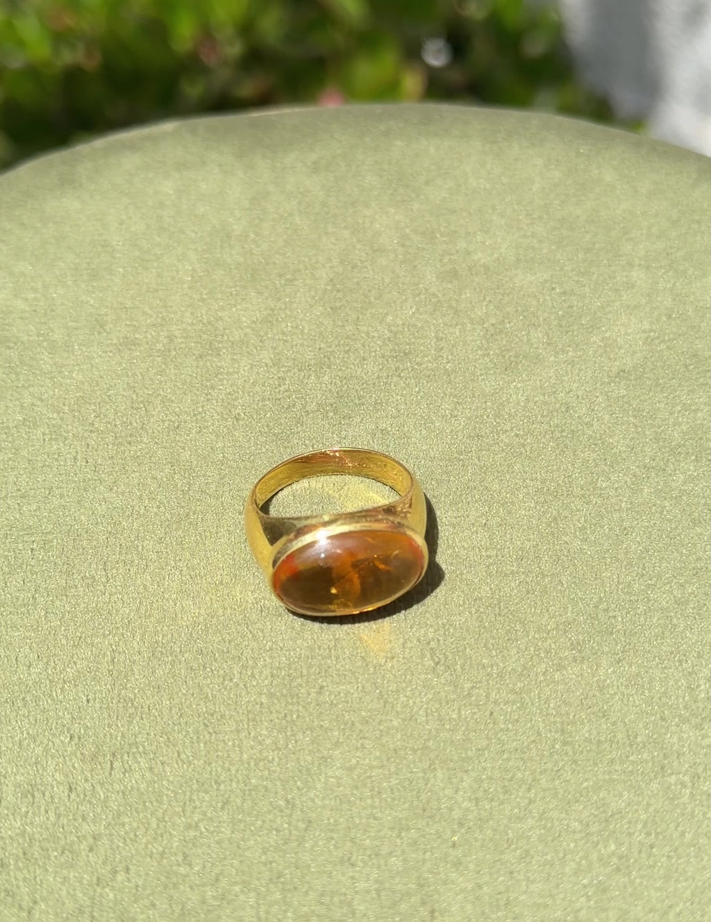 Citrine Cabochon Ring — Gold-Plated Sterling Silver