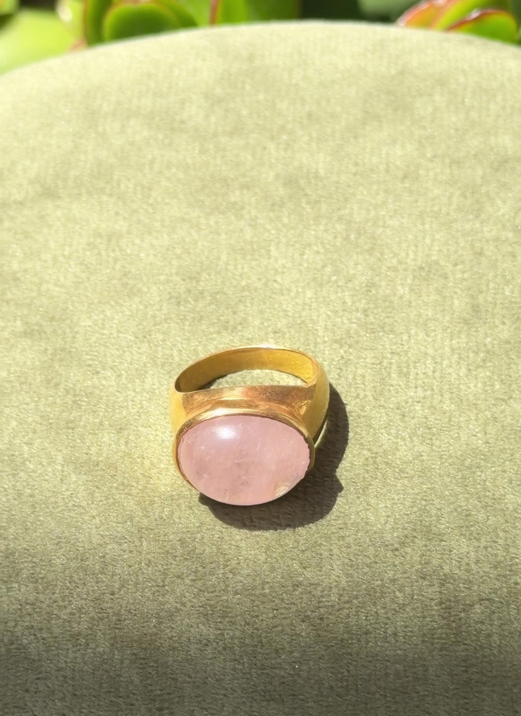 Blush Morganite Cabochon Ring — Gold-Plated Sterling Silver