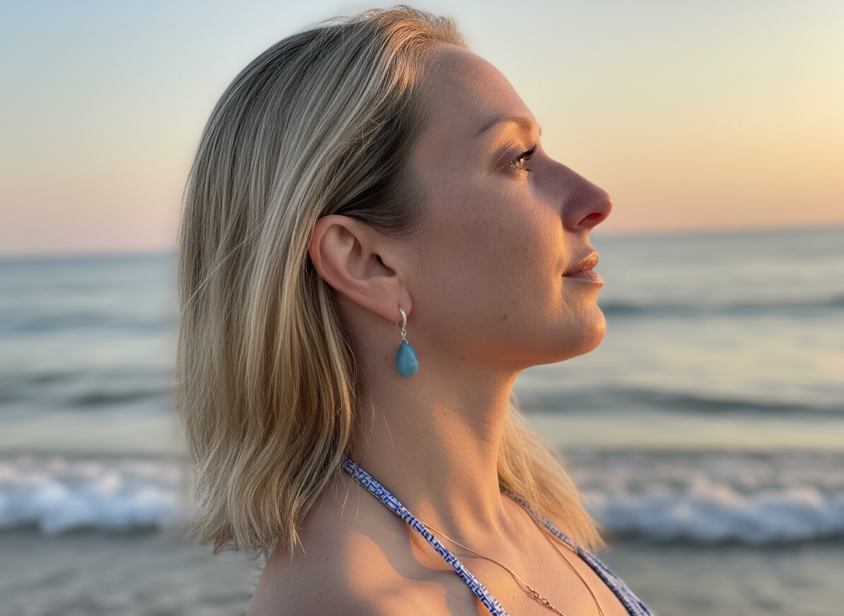 Aquamarine Dangle Earrings in Sterling Silver