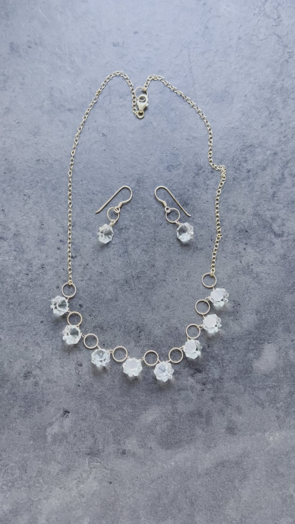 Green Amethyst Necklace and Earrings Set