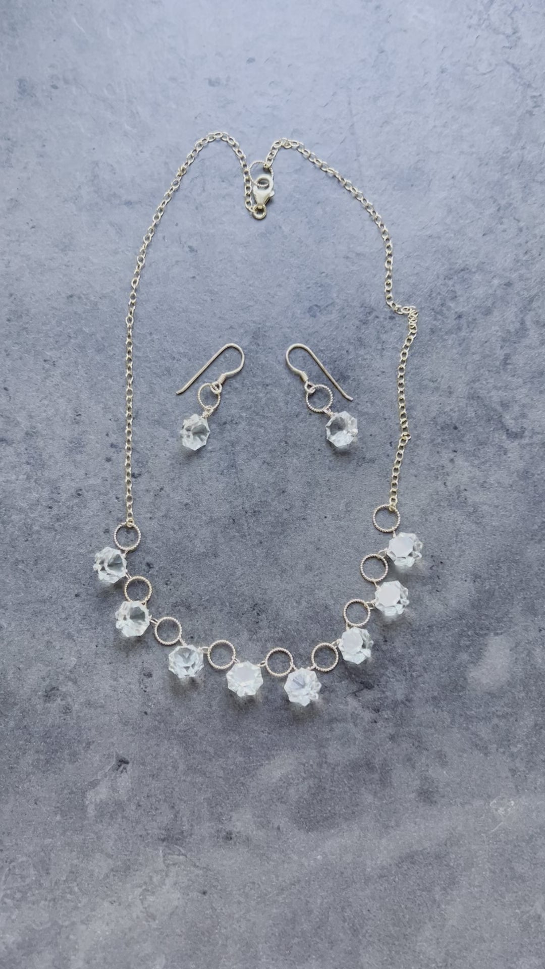 Green Amethyst Necklace and Earrings Set