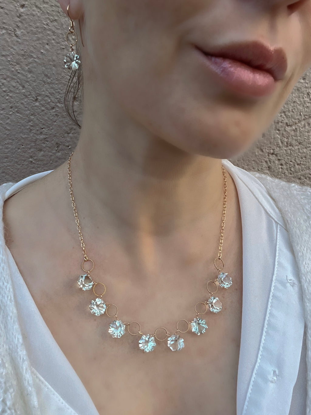 Green Amethyst Necklace and Earrings Set