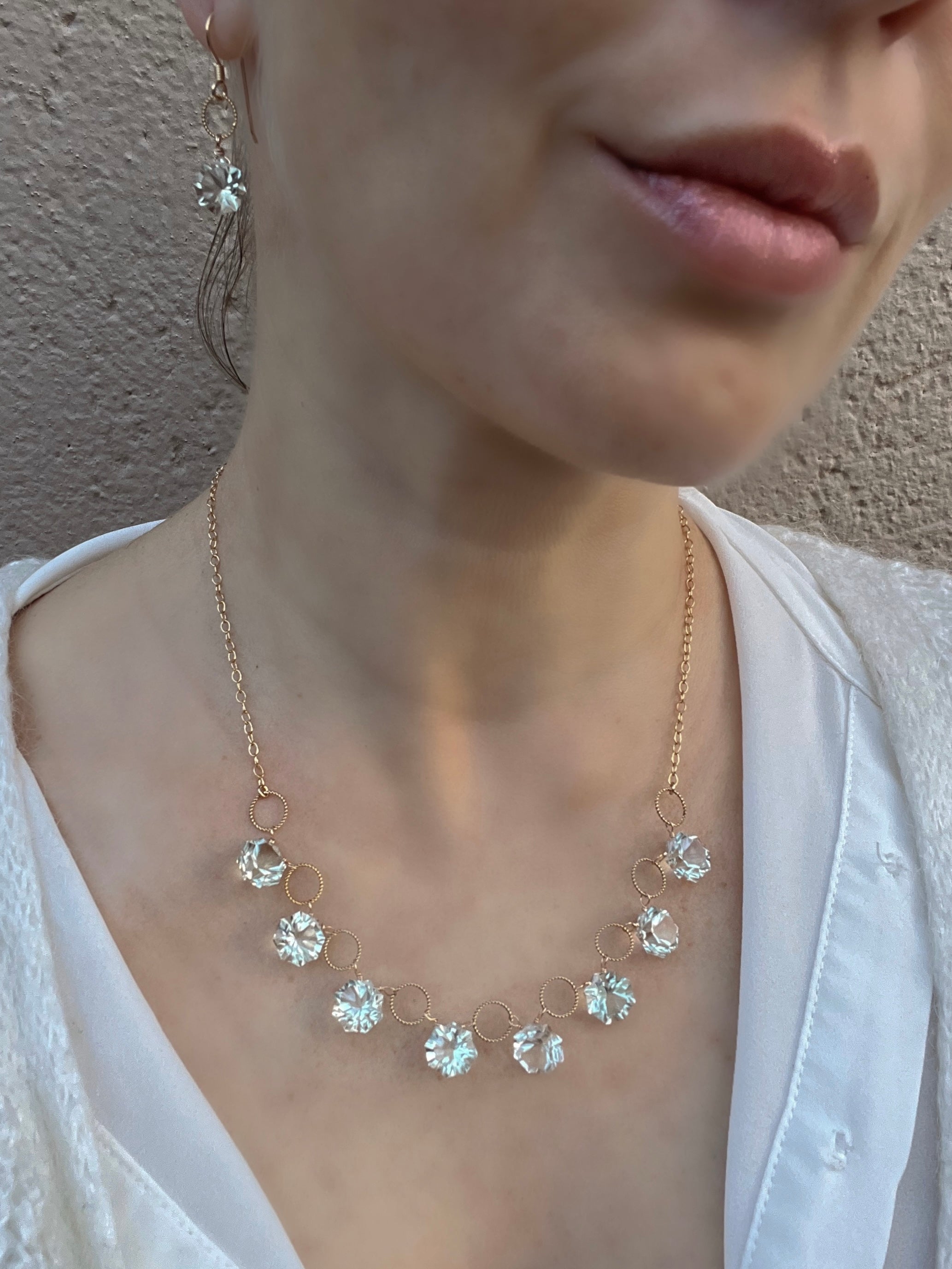 Green Amethyst Necklace and Earrings Set
