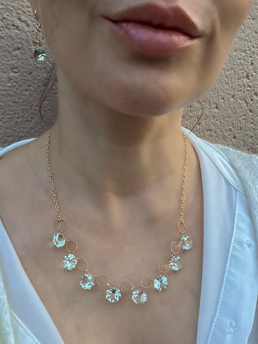 Green Amethyst Necklace and Earrings Set