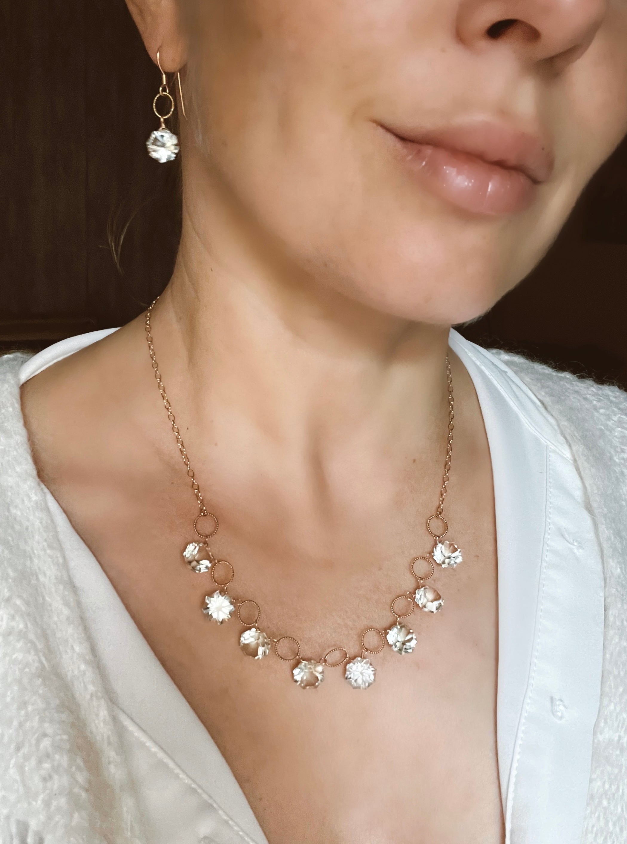 Green Amethyst Necklace and Earrings Set
