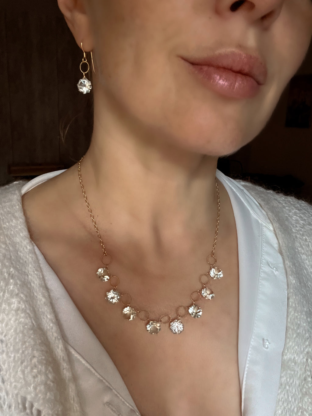 Green Amethyst Necklace and Earrings Set