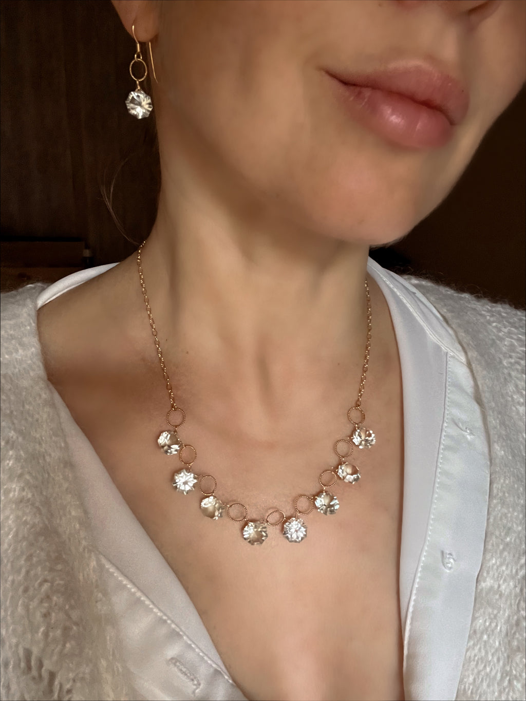 Green Amethyst Necklace and Earrings Set