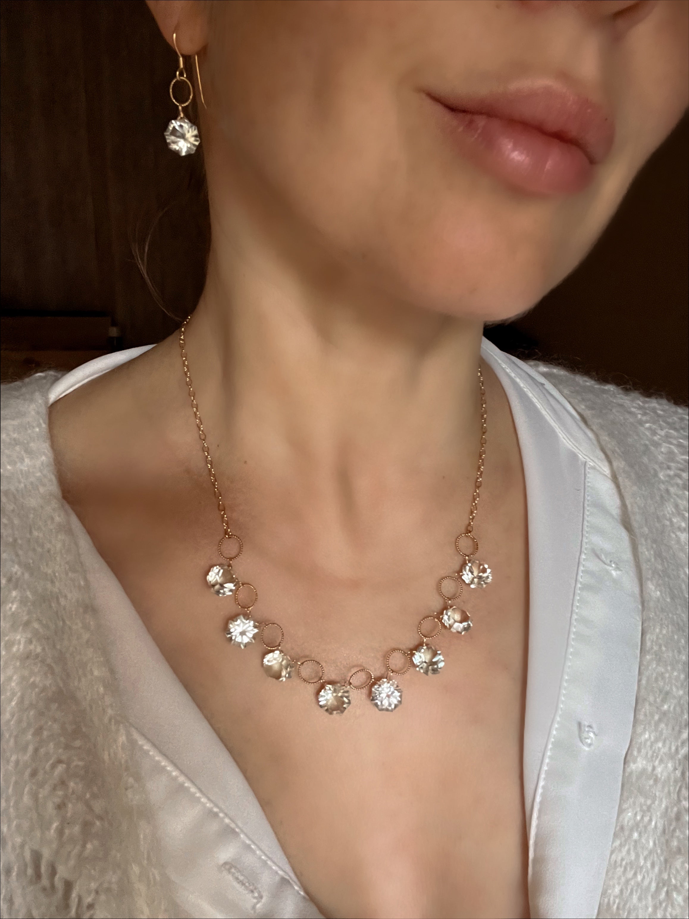 Green Amethyst Necklace and Earrings Set