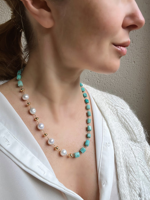 amazonite and pearls necklace