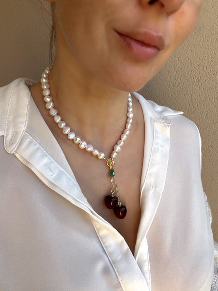 Cherry pearl necklace