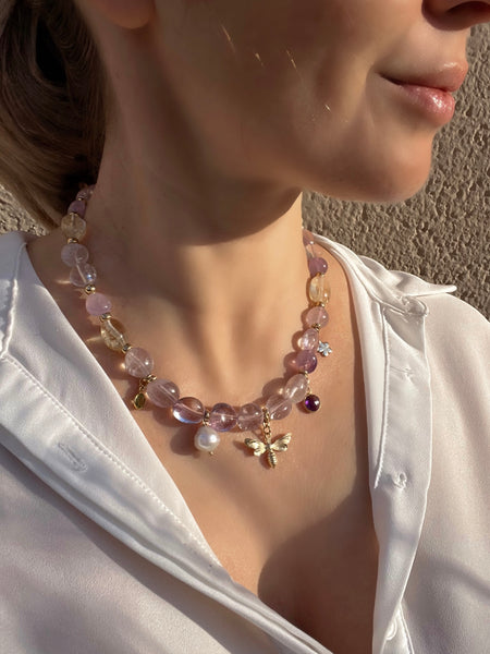 Light amethyst statement necklace 