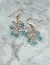 Topaz and pearls branch earrings